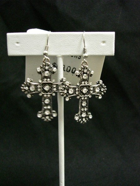 Silver Tone Earring w/ Crystal Stone